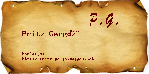 Pritz Gergő névjegykártya